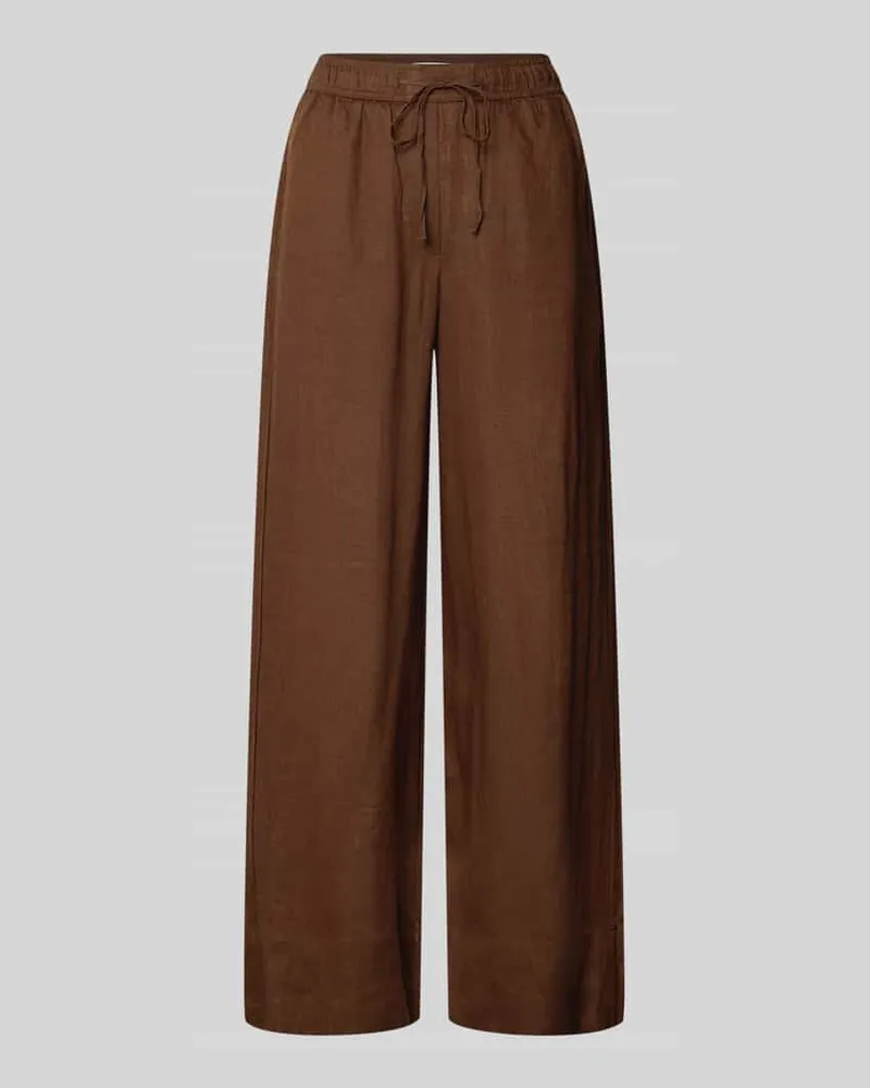 Tommy Hilfiger Loose Fit Weite Hose aus reinem Leinen Mittelbraun