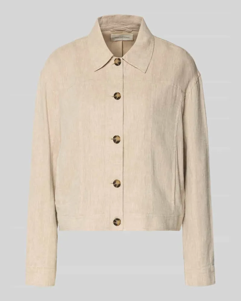 MOSS COPENHAGEN Jacke aus Leinen-Mix mit Kentkragen Modell 'Viana Ginia Beige