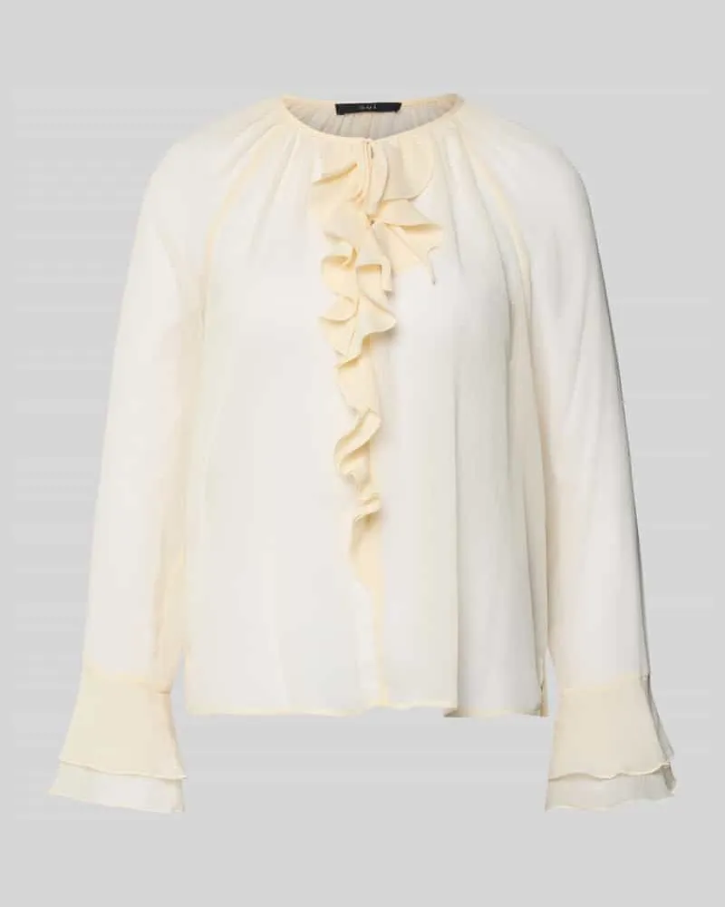 Oui  Regular Fit Bluse mit Volants Offwhite
