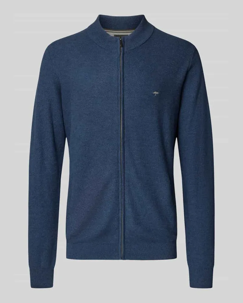 Fynch-Hatton Strickjacke mit Logo-Stitching Jeansblau