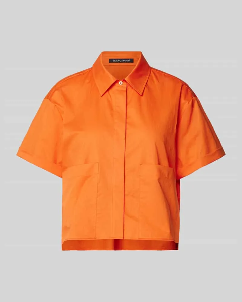 Luisa Cerano Cropped Bluse mit verdeckter Knopfleiste Orange