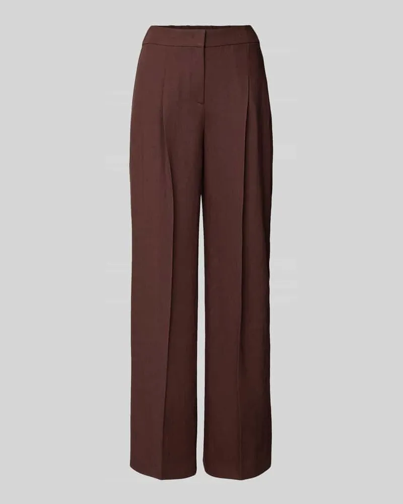 HUGO BOSS Relaxed Fit Hose aus Leinen-Mix Schoko