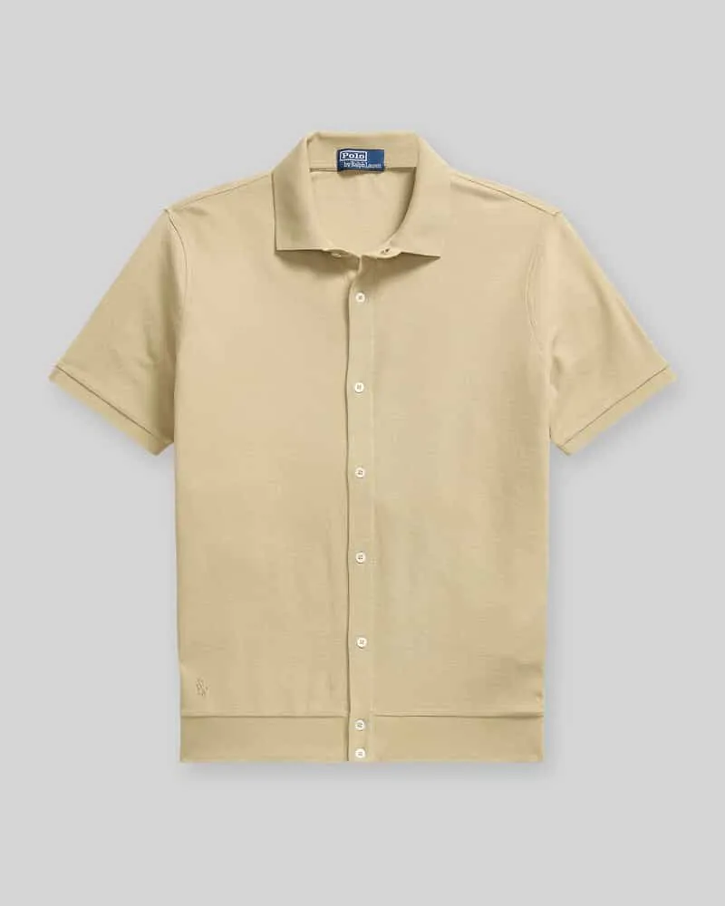 Ralph Lauren Poloshirt mit durchgehender Knopfleiste aus reiner Baumwolle Beige