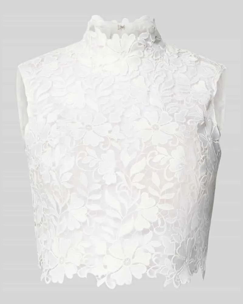 LUXUAR Regular Fit Top in semitransparentem Design Offwhite