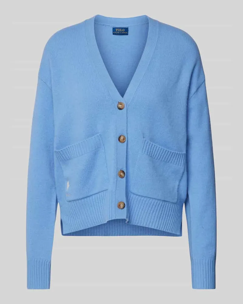 Ralph Lauren Strickcardigan mit Eingrifftaschen Bleu