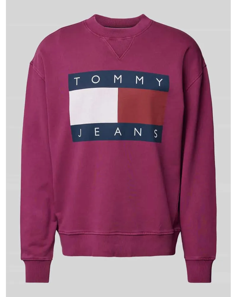 Tommy Hilfiger Relaxed Fit Sweatshirt mit Label-Print Pflaume