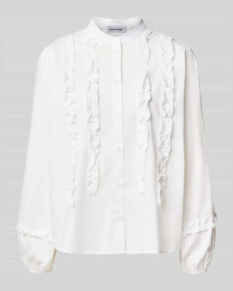 More & More Regular Fit Bluse aus Baumwoll-Mix mit Rüschenbesatz Offwhite