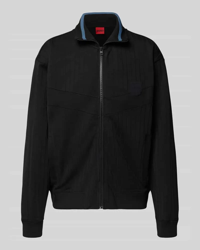 HUGO BOSS Regular Fit Sweatjacke aus Baumwoll-Mix Modell 'DAVRONTO Black
