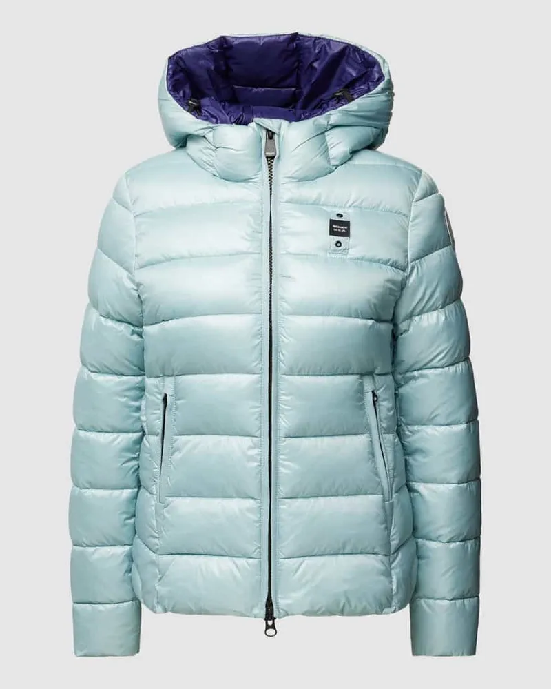 Blauer Steppjacke mit Stehkragen Hellblau