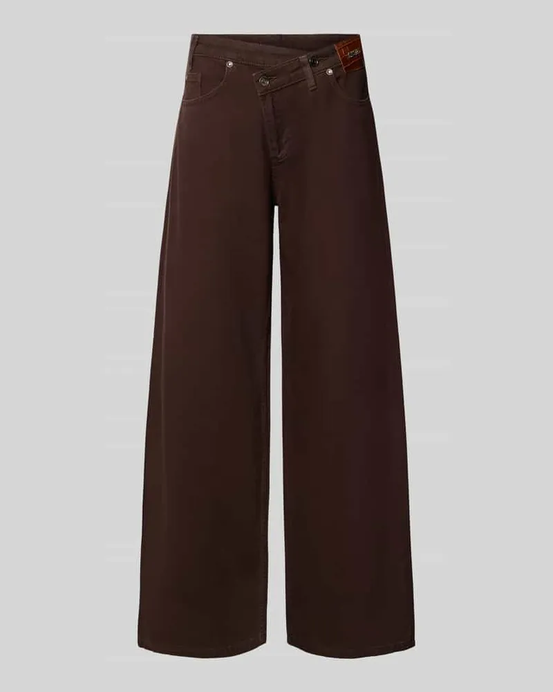 Liu Jo Wide Fit Jeans aus reiner Baumwolle in asymmetrischem Look Dunkelbraun