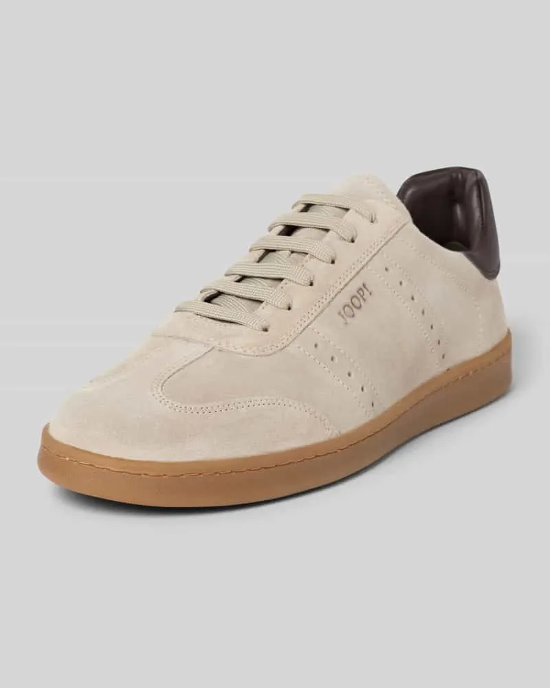 JOOP! Sneaker aus echtem Leder mit Logo-Detail Modell 'Velluto Beige