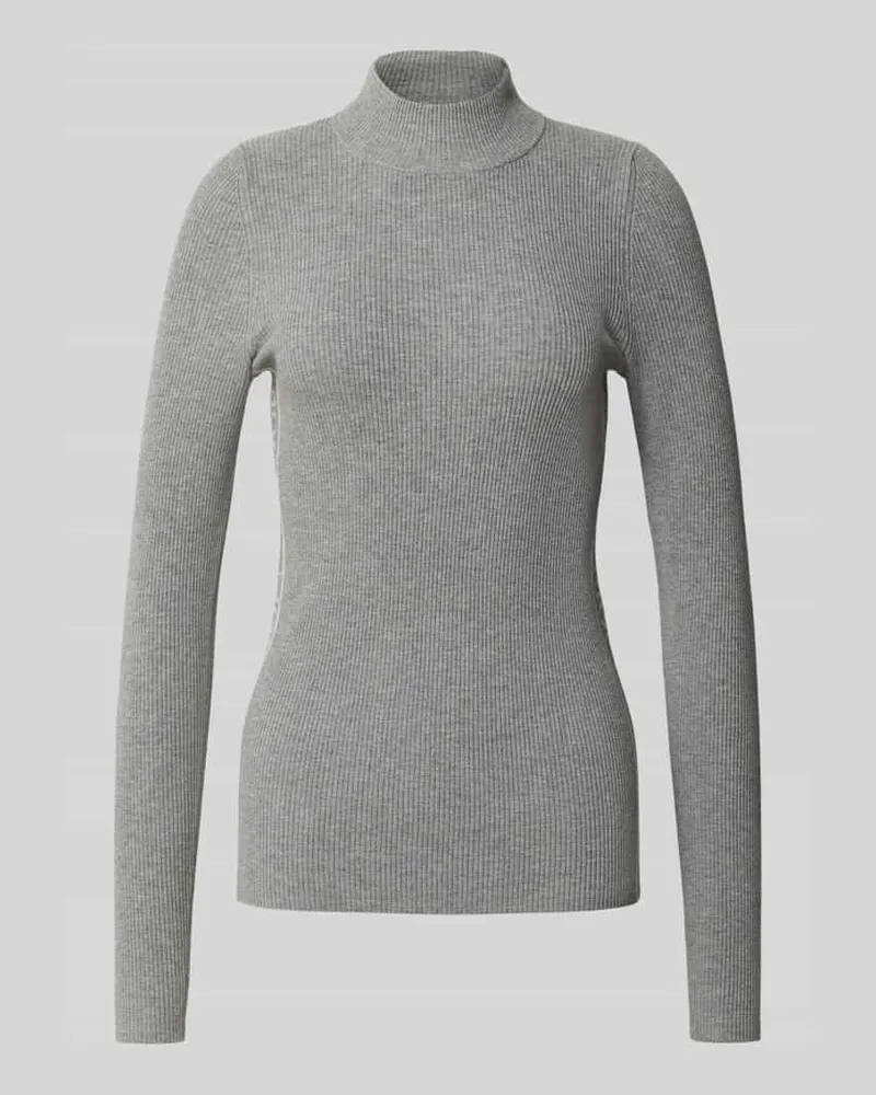 JOOP! Strickpullover aus Viskose-Mix mit Stehkragen Modell 'Koni Hellgrau