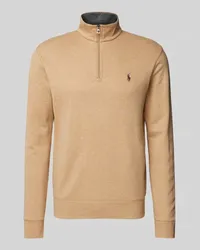 Ralph Lauren Sweatshirt mit kurzem Reißverschluss Camel