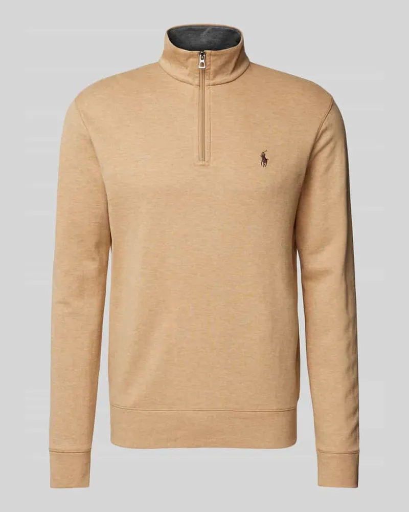 Ralph Lauren Sweatshirt mit kurzem Reißverschluss Camel