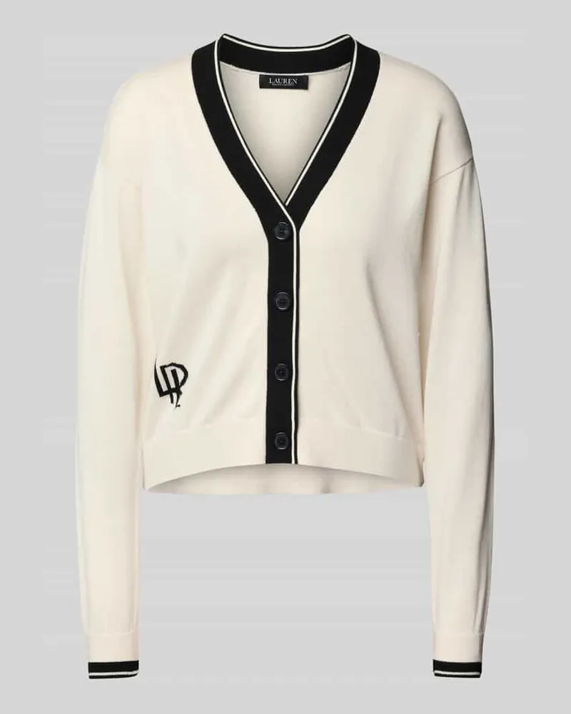 Ralph Lauren Strickjacke mit Knopfleiste Offwhite