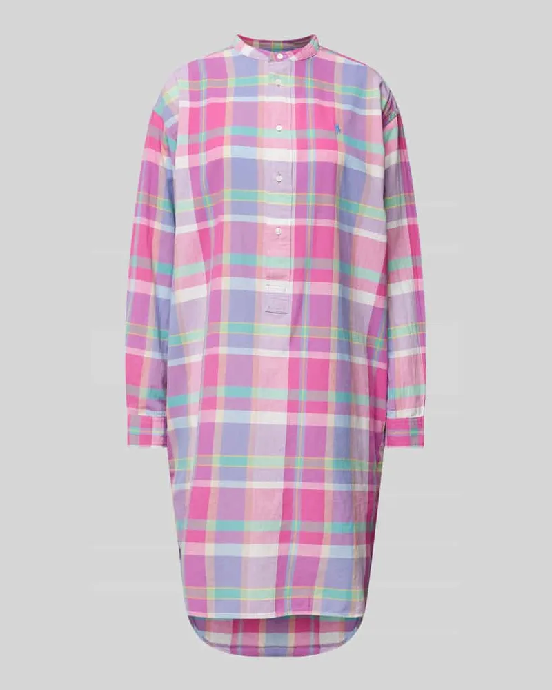 Ralph Lauren Hemdblusenkleid mit Stehkragen Pink