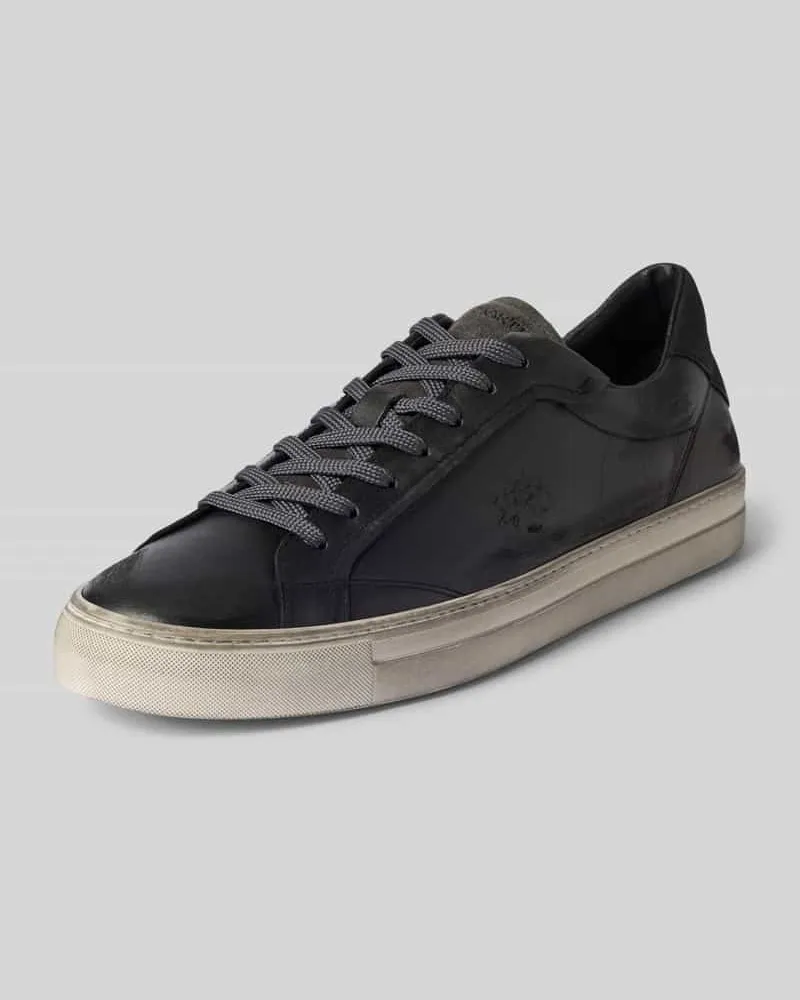 La Martina Sneaker Low mit Used Look aus Rindsnappa Black