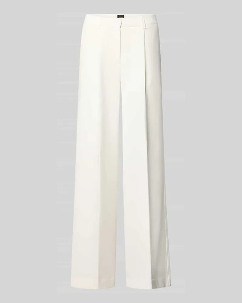 HUGO BOSS Wide Leg Hose mit Bundfalten Modell 'TIWI2 Offwhite
