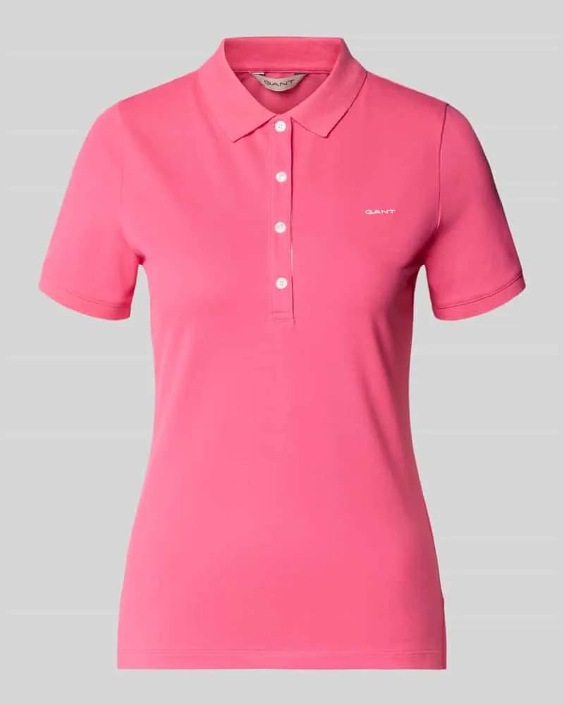Gant Slim Fit Poloshirt mit Label-Stitching Pink