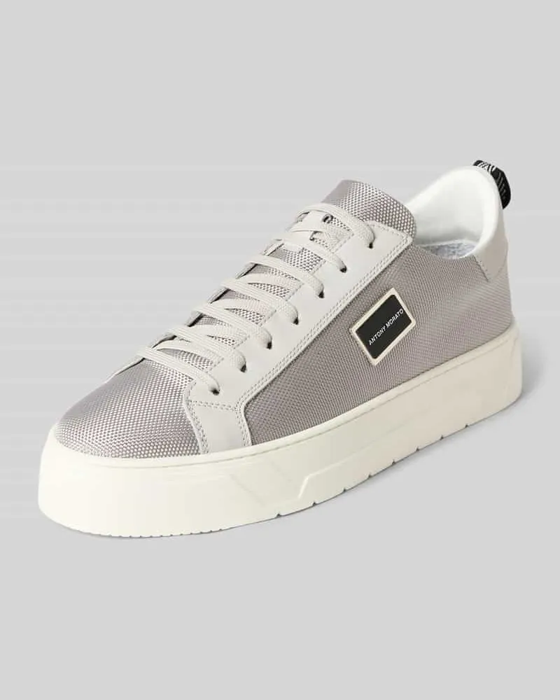 Antony Morato Ledersneaker mit Label-Patch Hellgrau