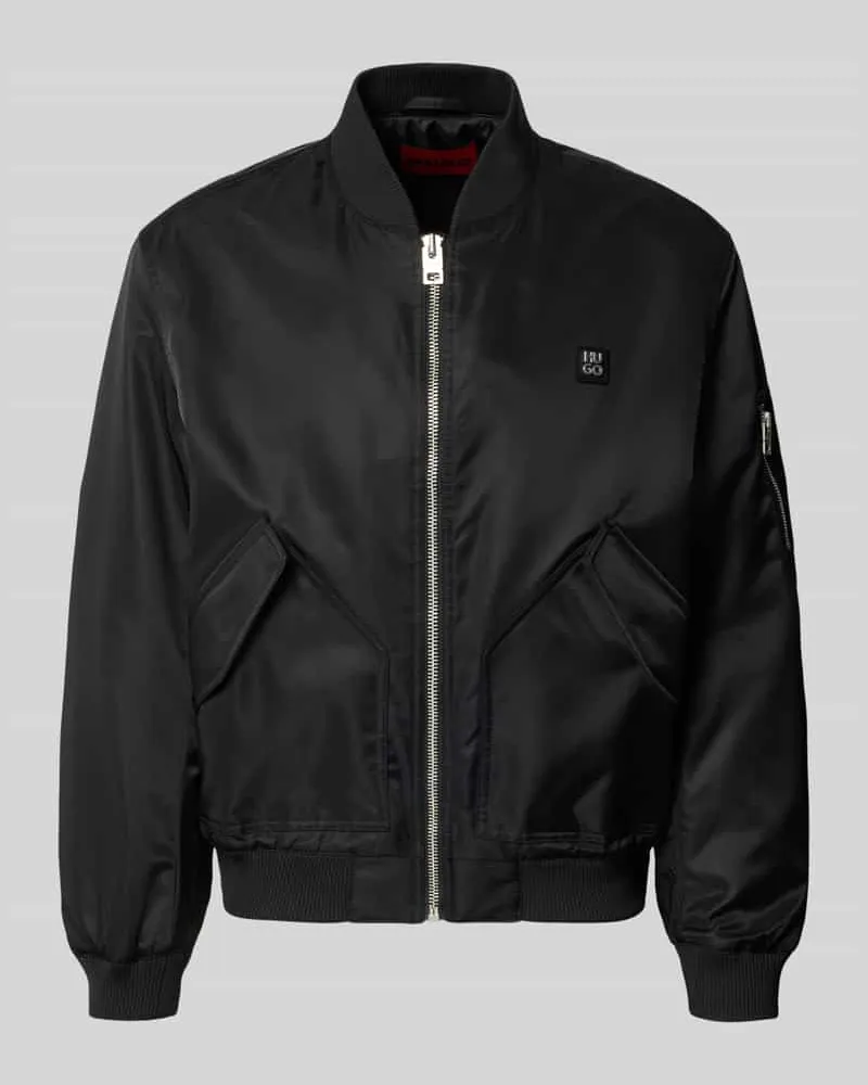 HUGO BOSS Regular Fit Bomberjacke mit Label-Applikation Modell 'Badam2611 Black