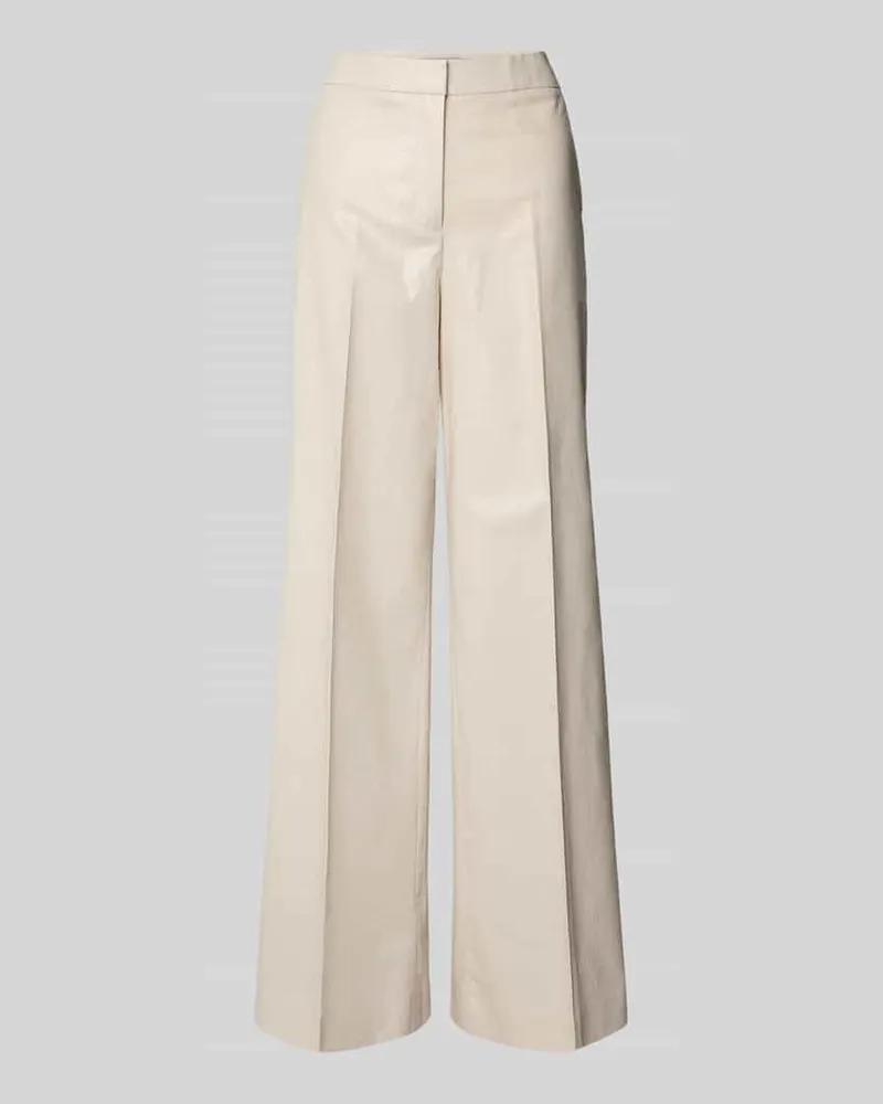 Christian Berg Leinenhose mit Bügelfalte und Eingrifftaschen Beige