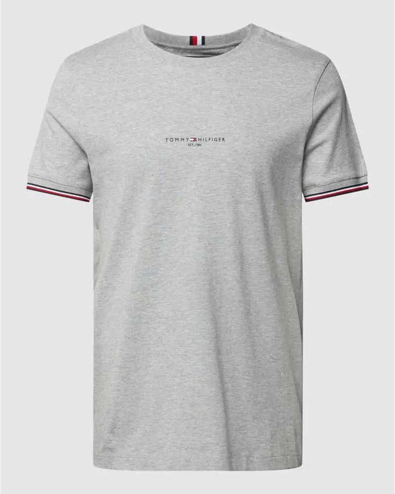 Tommy Hilfiger T-Shirt mit Label-Print Silber
