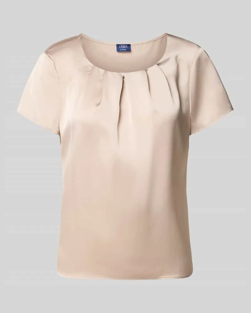 Vera Mont Blusenshirt mit Rundhalsausschnitt und Raffungen Beige