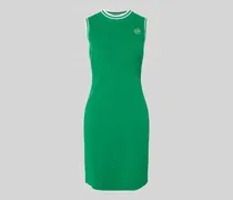 Knielanges Strickkleid aus Viskose-Mix mit Label-Detail