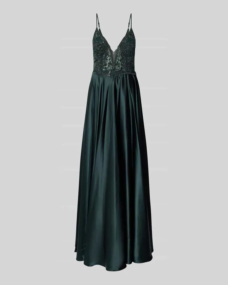 Vera Mont Abendkleid mit Spitzenbesatz Dunkelgruen