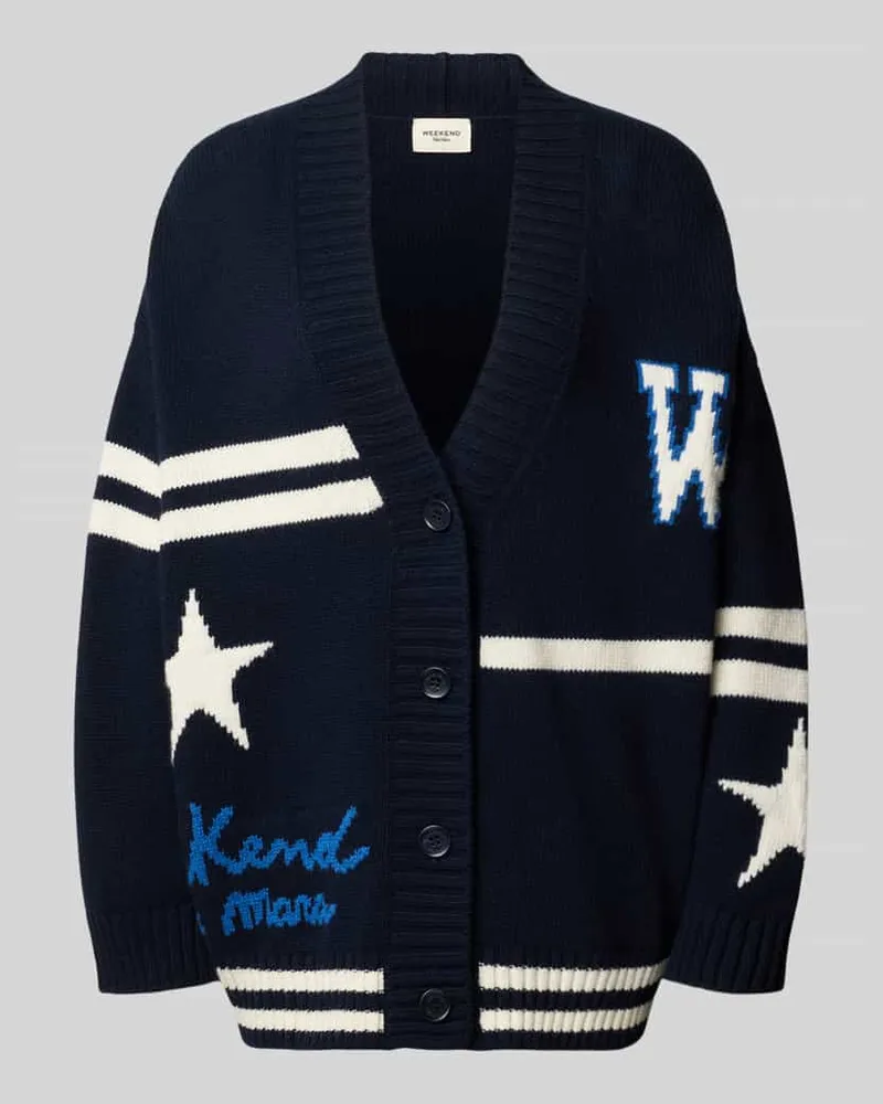 Max Mara Oversized Strickjacke aus reiner Wolle Modell 'BELGIO Dunkelblau