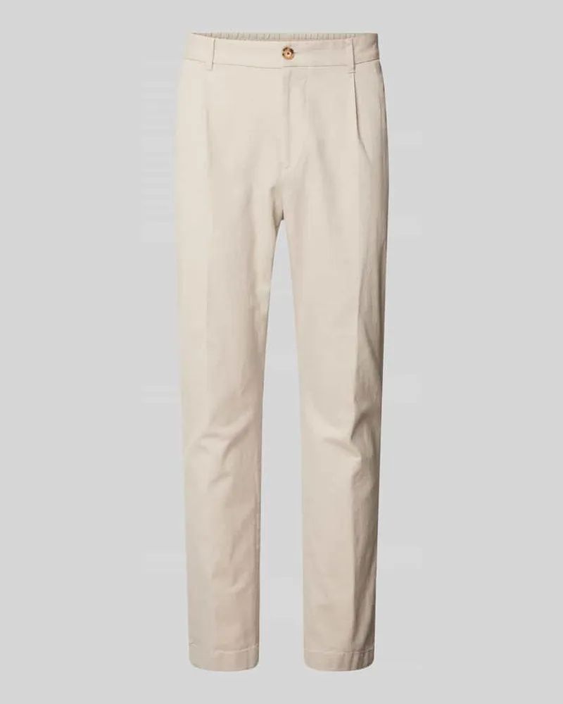 JOOP! Loose Fit Bundfaltenhose mit elastischem Bund Modell 'Lester Beige