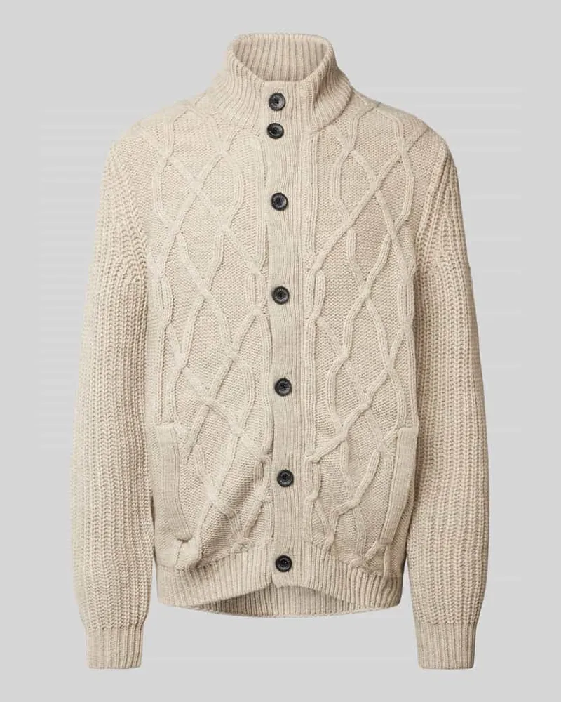 Lerros Strickjacke mit Stehkragen Beige