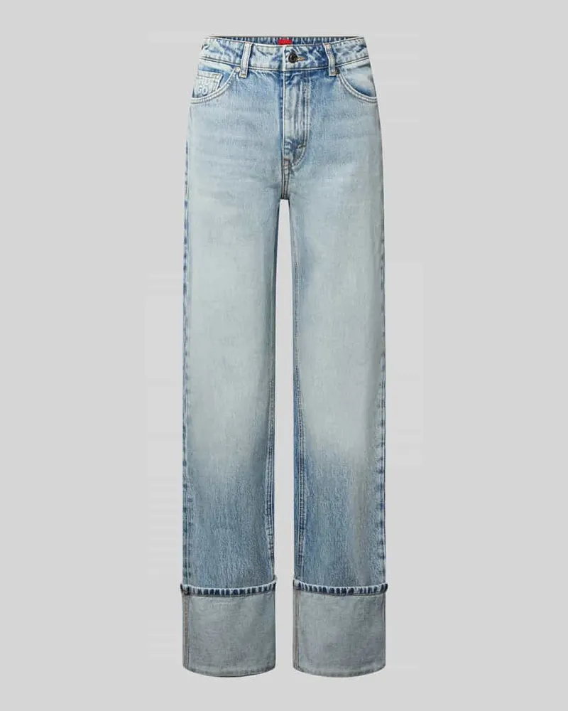 HUGO BOSS Straight Fit Jeans aus reiner Baumwolle Hellblau
