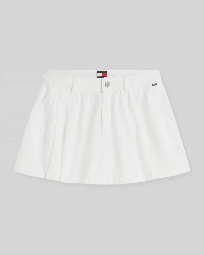 Tommy Hilfiger Ausgestellter Mini-Rock aus reiner Baumwolle Offwhite