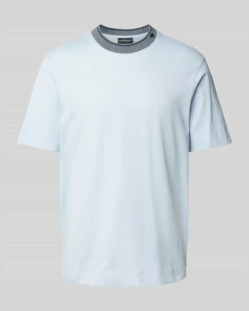 Emporio Armani T-Shirt mit Label-Stitching Hellblau