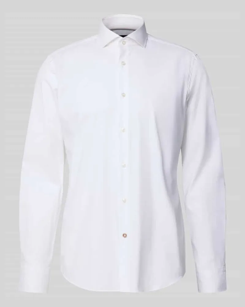 HUGO BOSS Regular Fit Business-Hemd mit Haifischkragen Weiss