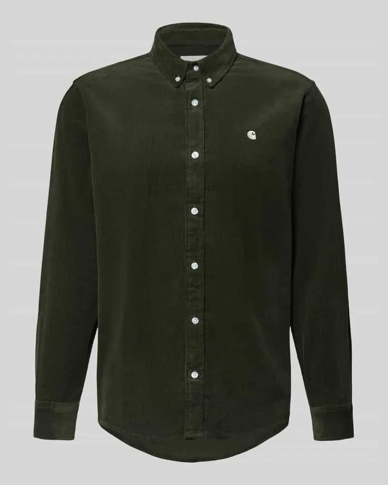 Carhartt WIP Regular Fit Freizeithemd aus Cord mit Button-Down-Kragen Oliv