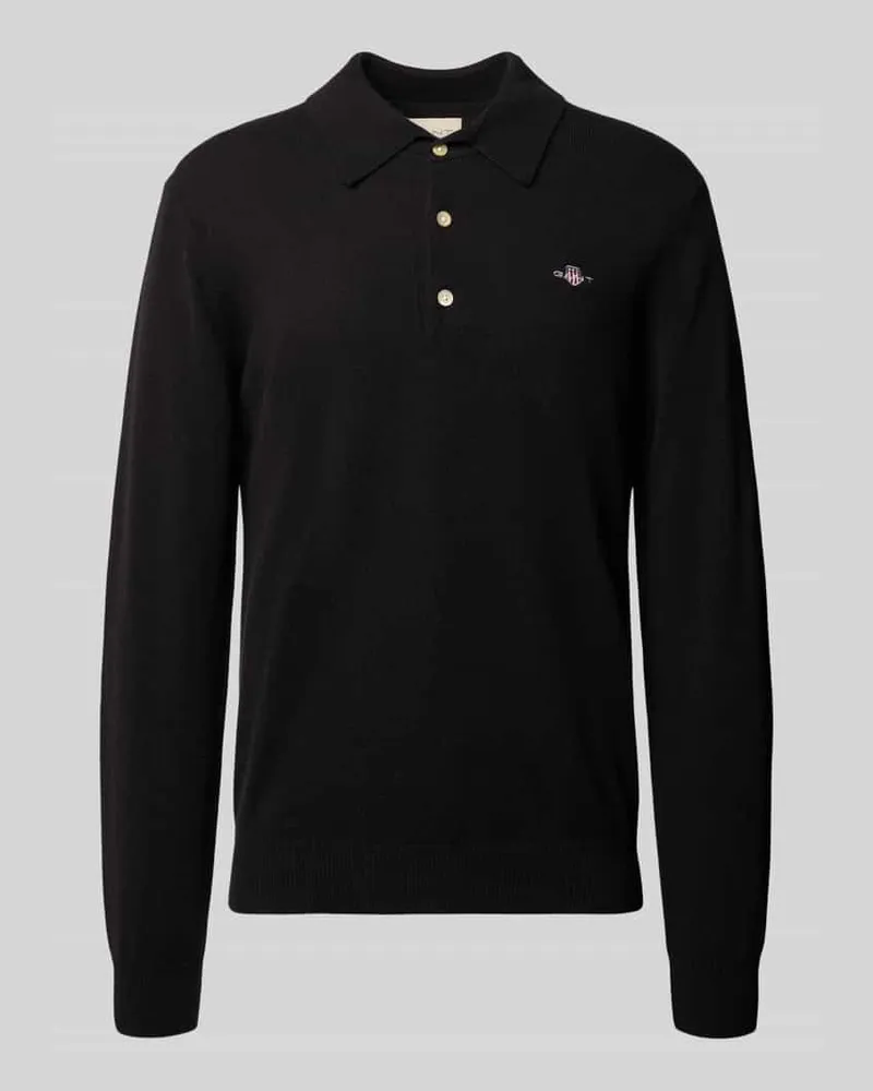 Gant Strickpullover mit Kentkragen Black