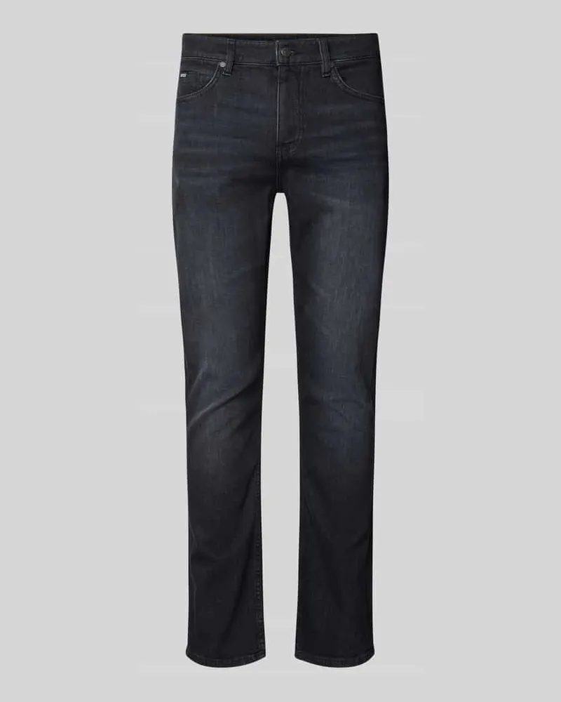 HUGO BOSS Slim Fit Jeans aus Baumwoll-Mix Modell 'Delaware Dunkelgrau