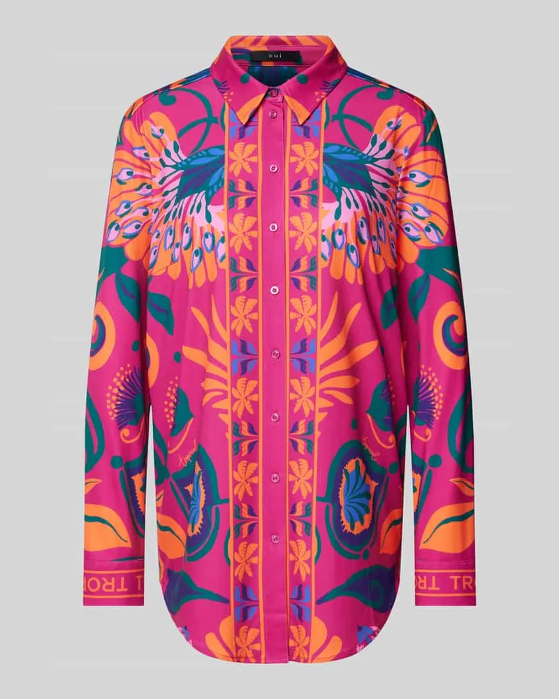 Oui  Bluse mit Allover-Print Fuchsia