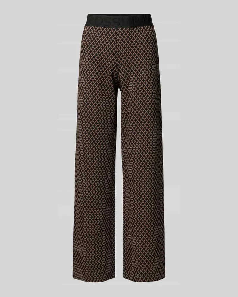 RAFFAELLO ROSSI  Wide Leg Stoffhose mit elastischem Label-Bund Modell 'ELAINE Mittelbraun