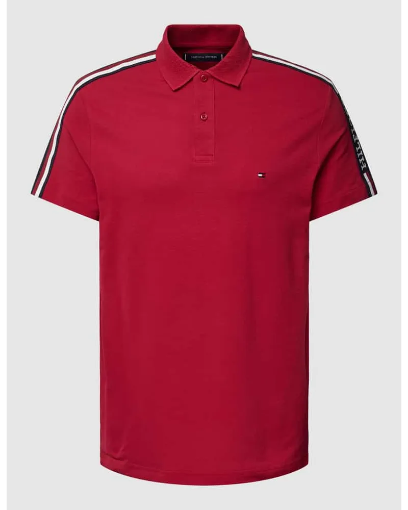 Tommy Hilfiger Regular Fit Poloshirt mit Kontraststreifen Kirsche