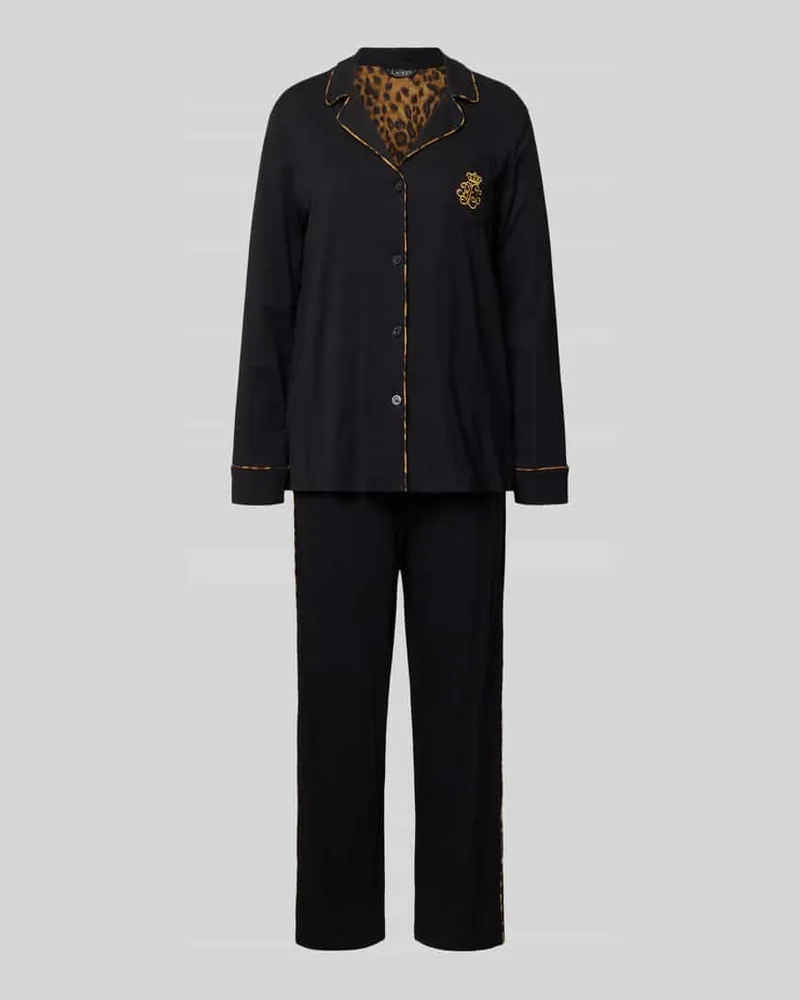 Ralph Lauren Regular Fit Pyjama mit Brusttasche Black