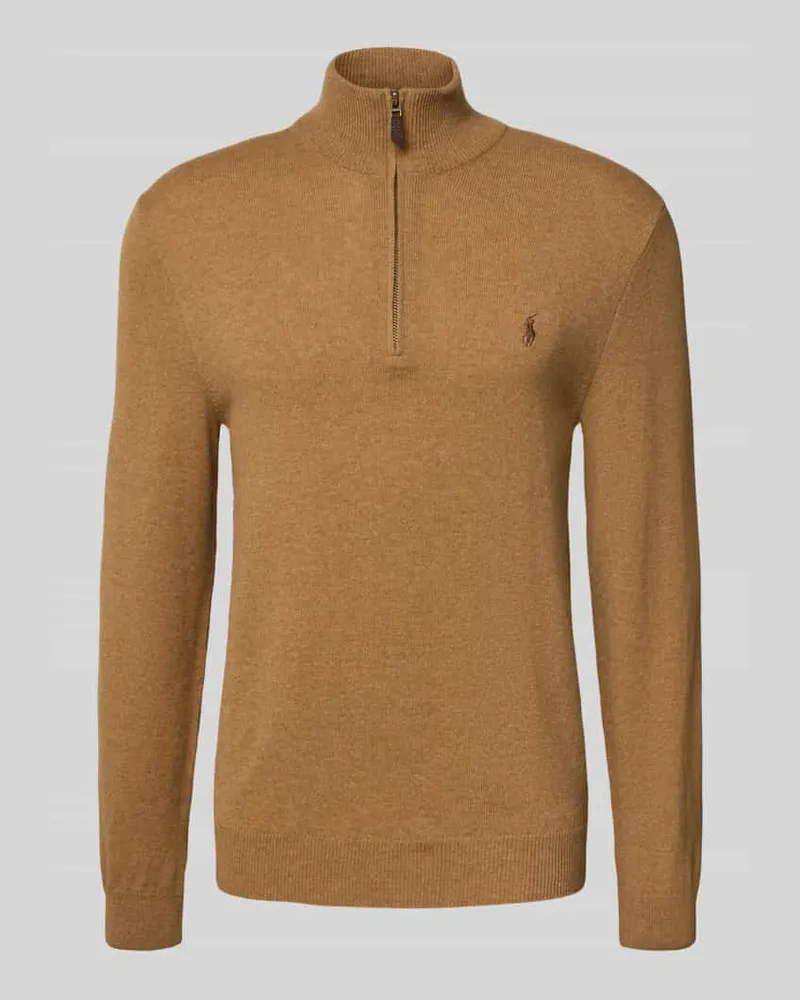 Ralph Lauren Strickpullover mit gerippten Abschlüssen Hellbraun