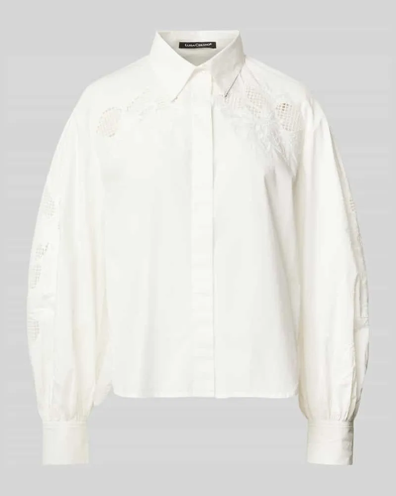 Luisa Cerano Relaxed Fit Bluse mit Ballonärmeln Offwhite