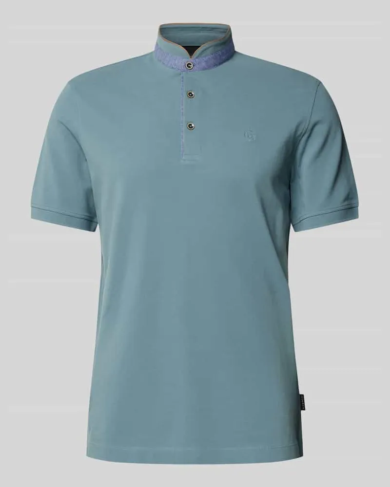 Bugatti Regular Fit Poloshirt mit Stehkragen Jeansblau