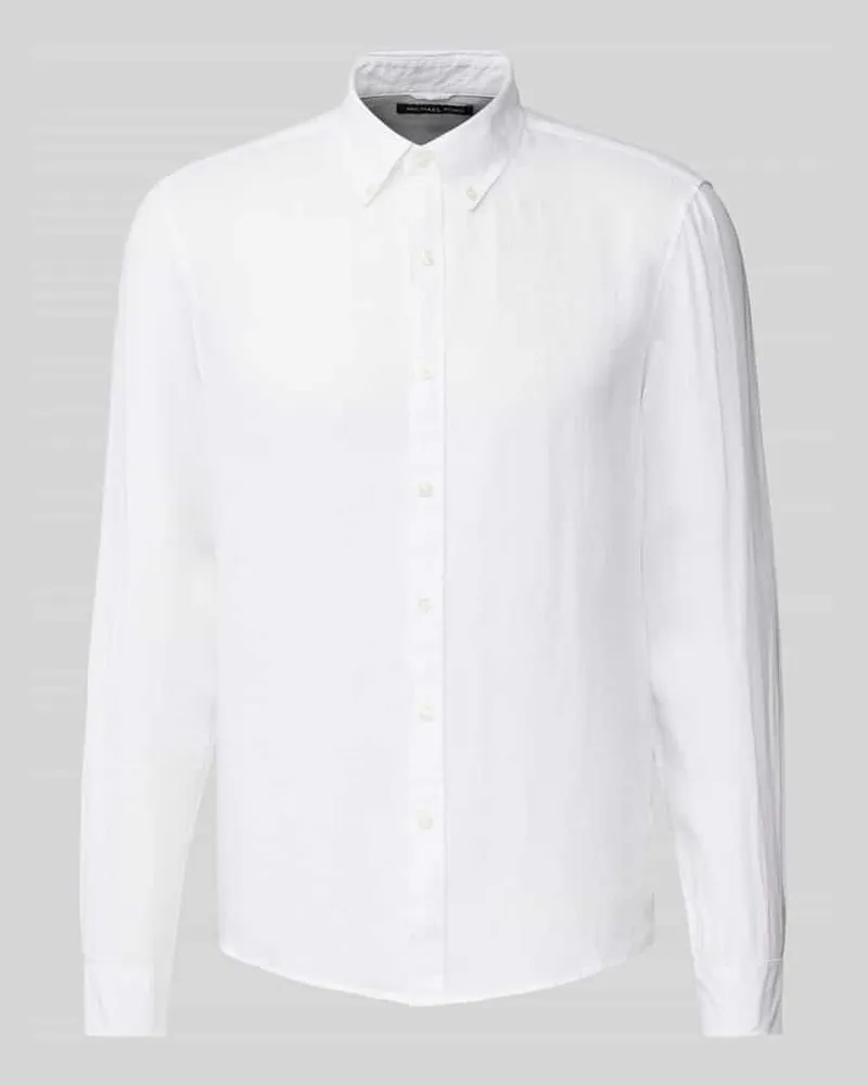 Michael Kors Slim Fit Freizeithemd aus Leinen Weiss