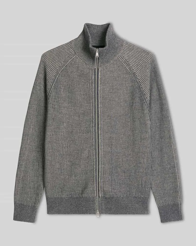 Marc O'Polo Strickjacke aus Wolle mit Stehkragen Mittelgrau