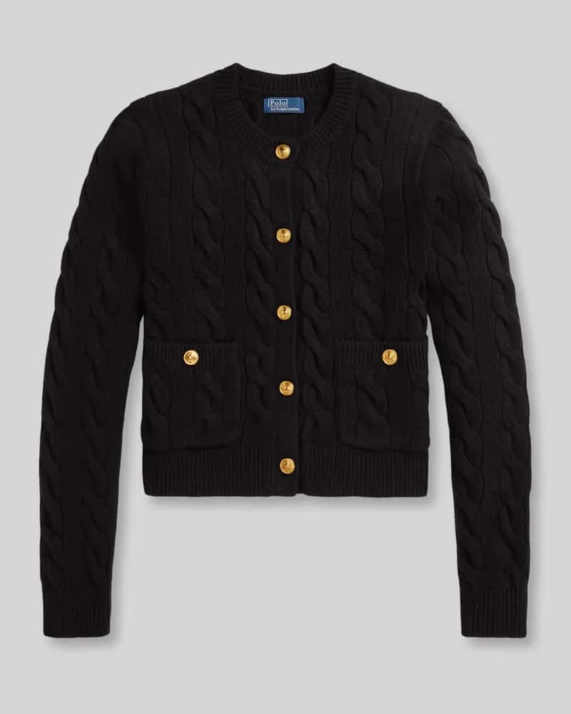 Ralph Lauren Regular Fit Strickjacke aus Woll-Kaschmir-Mix mit Zierknöpfen Black